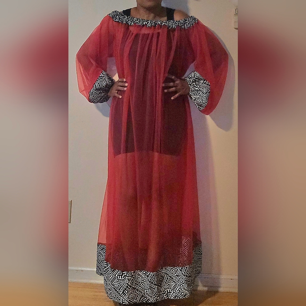 Elegant Red Sheer Dress